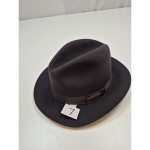 Bailey Hat Fedora Fitted Mens 7 Gray Beaver Fur Felt Lined Made USA Tarano